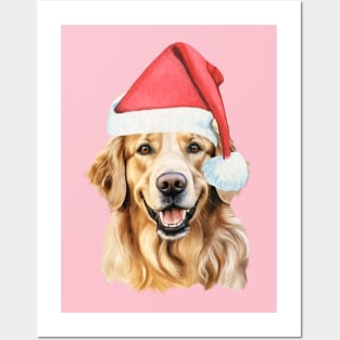 Golden Retriever Santa Posters and Art